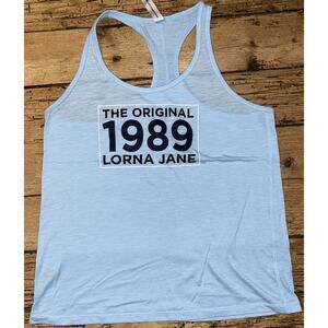 Lorna Jane Women’s Size S Light Blue Racer Back Graphic Athletic Tank